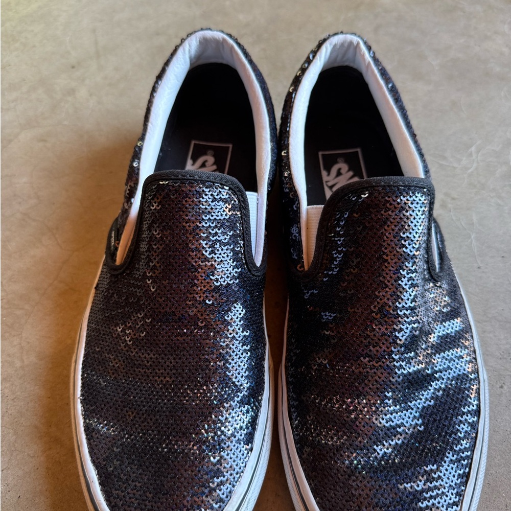 Sequin Slip-On Women’s Vans Shoes - Black